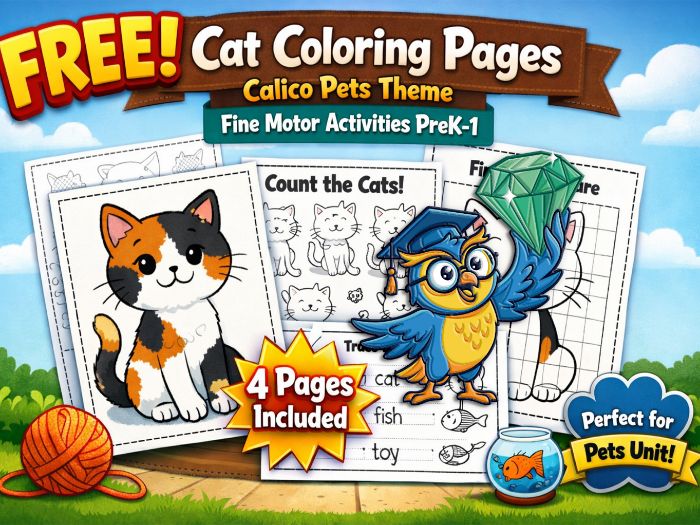 FREE Cat Coloring Pages Pre-K