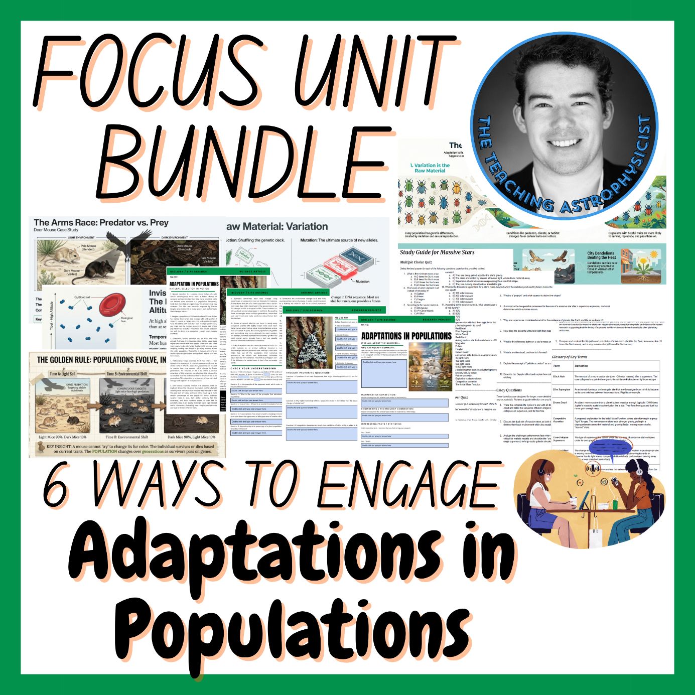 Adaptations of Populations | Biology Focus Unit Bundle | 6 Resources inc. Quiz