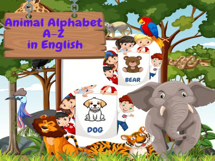 Alphabet Animals Flashcards for Pre K & K to learn in English