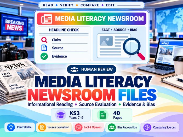KS3 Media Literacy Newsroom Files  Fact Checking & Source Evaluation  40 Pages