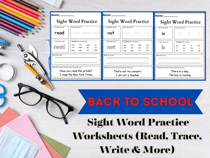 Sight Word Practice Worksheets (Read, Trace, Write & More)