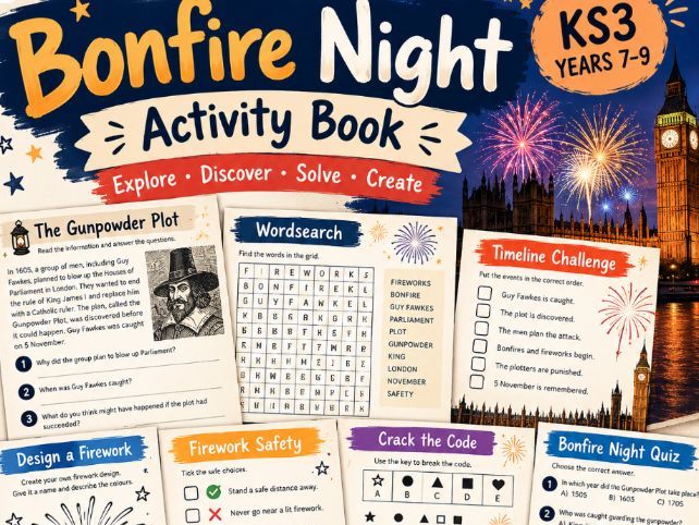 Bonfire Night Activity Book | KS3 | SEND-Friendly | Guy Fawkes Night