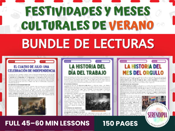 SPANISH BUNDLE || U.S. Summer Holidays & Heritage Months || READING + WRITING