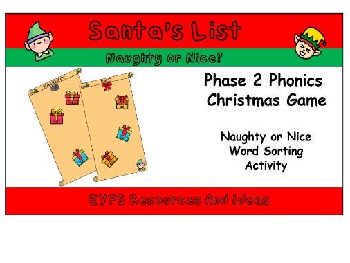 Phase 2 Phonics Christmas Game – Naughty or Nice Word Sorting Activity