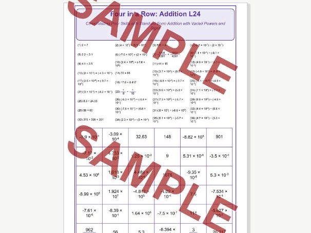 Addition L24 Four in a Row | Mixed addition including mixed Standard Form