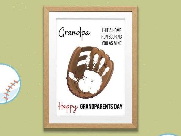 Grandparents Day Grandpa Baseball Handprint Craft Printable Keepsake