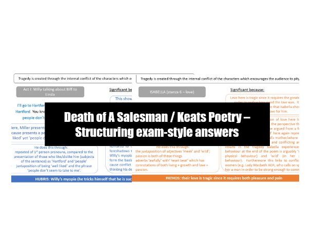 Death of A Salesman / Keats  - Model answers/writing frames