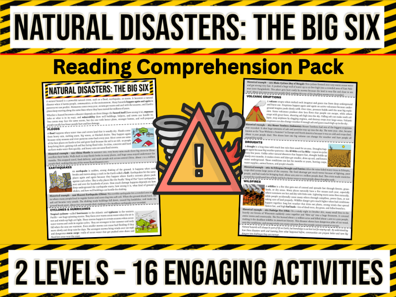 Natural Disasters Comprehension Worksheets