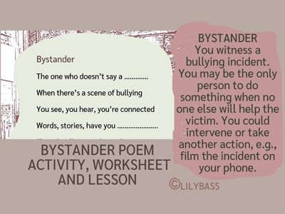 Bullying: Bystander Poem Activity, Worksheet and Lesson (US)