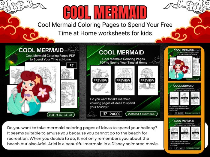 Cool Mermaid Coloring Pages PDF to Spend Your Free Time at Home