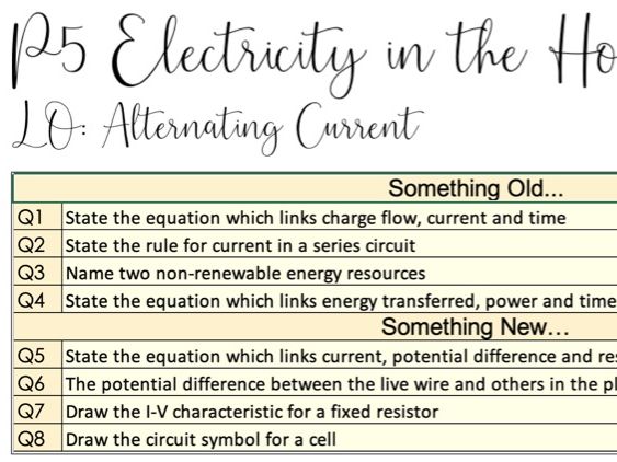 P5.1Alternating Current AQA Tril / Trip