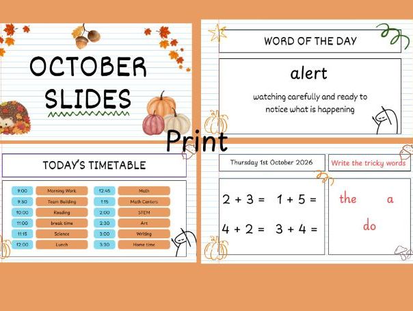 Year 1 October morning work slides- print version