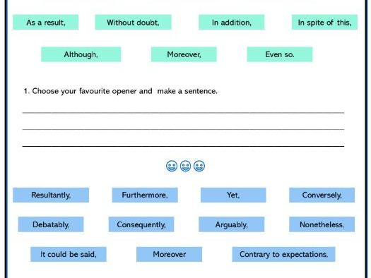Sentence Openers instead of "But", "And" or "So"