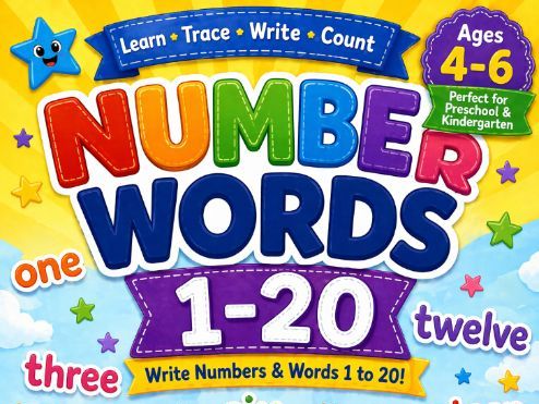 Number Words 1–20 Workbook | Trace, Write Uppercase & Lowercase |