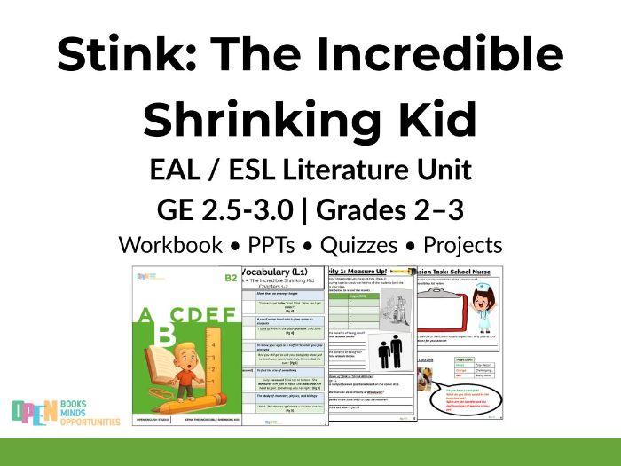 Stink: The Incredible Shrinking Kid – ESL/EAL Literature Unit (GE 2.5-3.0)