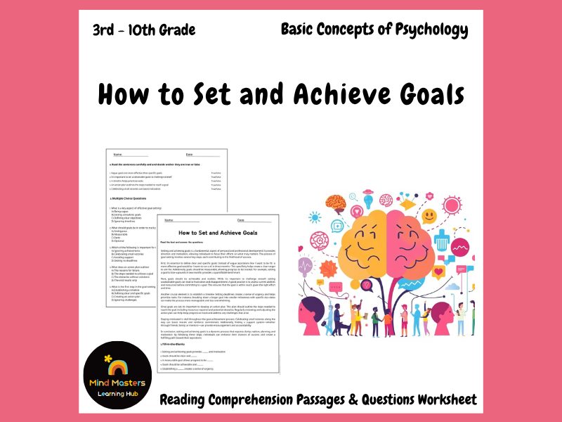 How to Set and Achieve Goals Reading Comprehension Passages & Questions ...