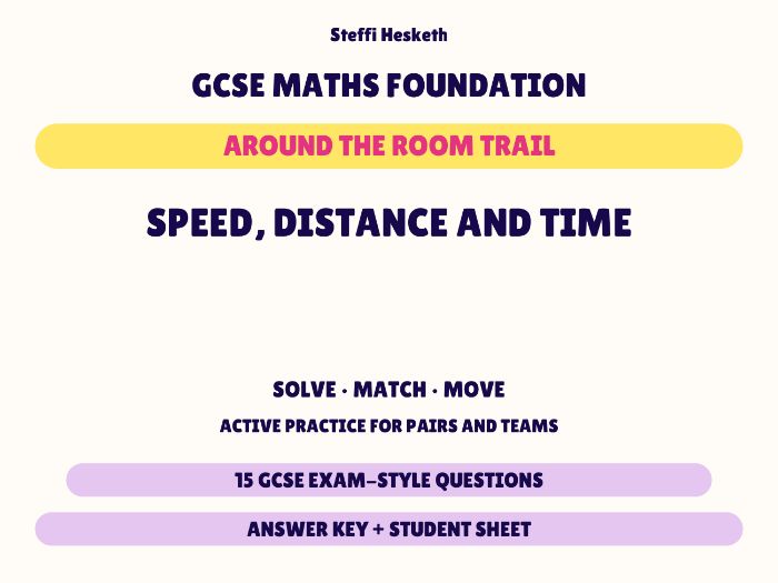 GCSE Foundation Maths Speed, Distance and Time | Around the Room Trail
