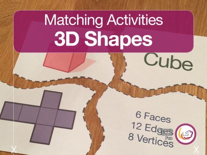 3D Shapes Puzzle with Nets and Properties | Matching Activity