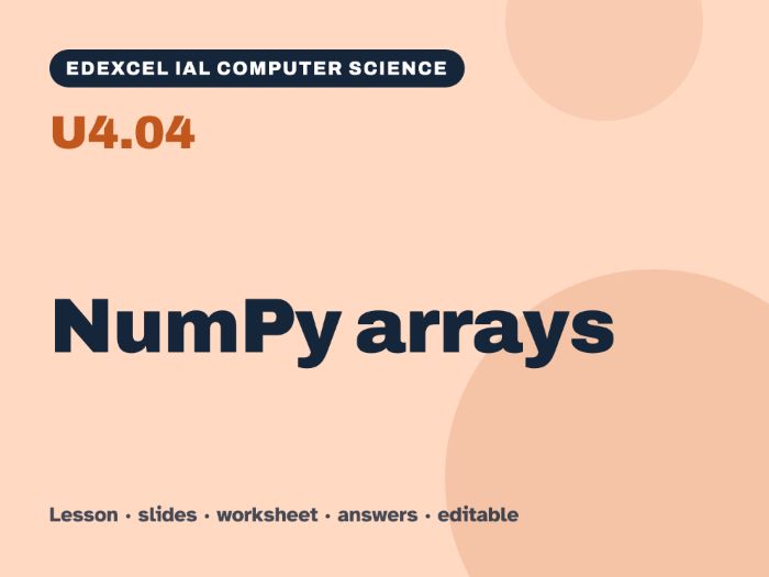 Edexcel IAL Computer Science – U4.04 NumPy arrays – Lesson & Worksheet