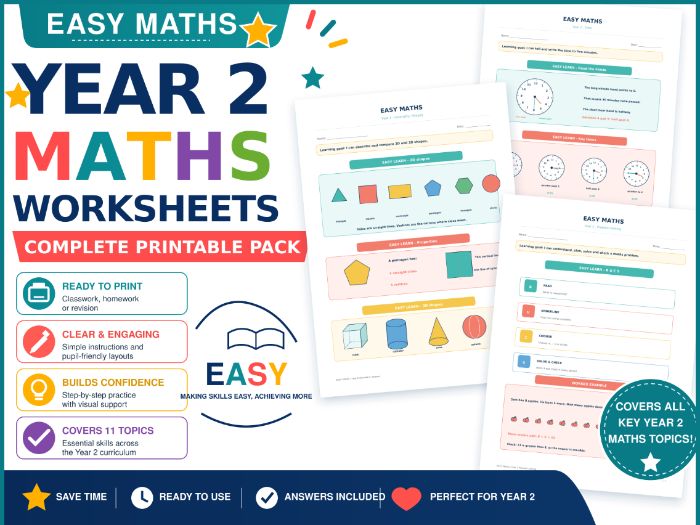 Year 2 Maths Worksheets | Complete Pack