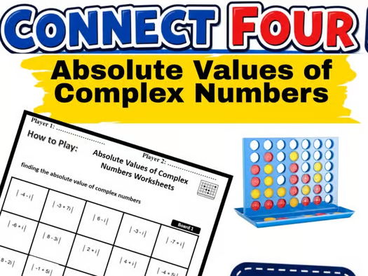 Absolute Value of Complex Numbers Game | Connect Four Math Activity | Algebra 2