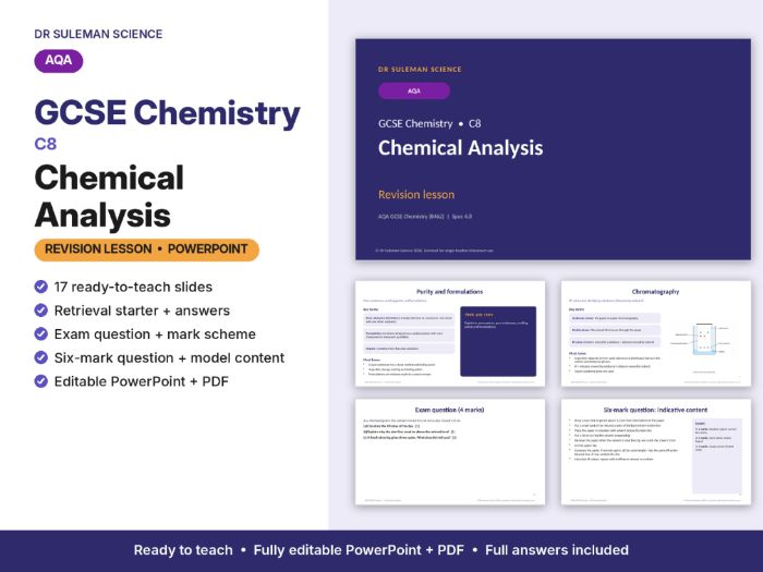 AQA GCSE Chemistry C8 Chemical Analysis Revision Lesson PowerPoint