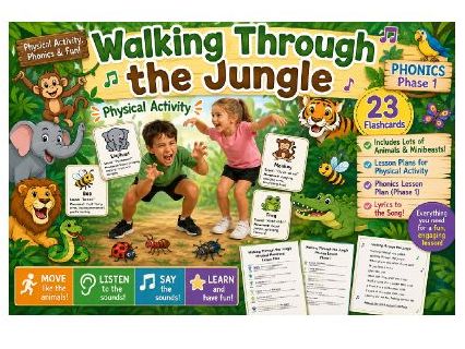 Walking Through the Jungle – EYFS Physical Activity & Phase 1 Phonics Pack – 23