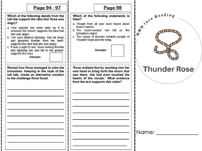 Thunder Rose Grade 4 HMH Into Reading Teaching Resources