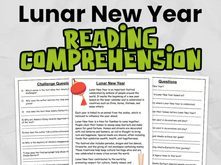 Lunar New Year Reading Comprehension | Guided Reading | Years 4–6