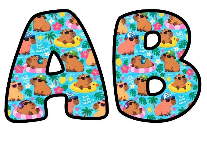Capybaras Good Vibes Bubble Letters | Patterned Bulletin Board Letters | Classroom Display Pack