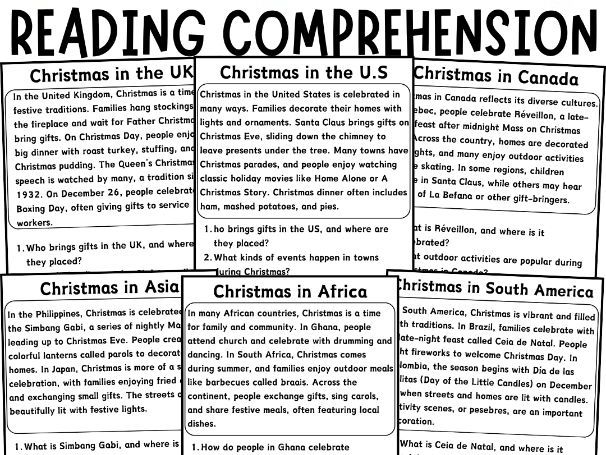 Christmas & Winter Around the World Reading Comprehension Passages + Questions – Holiday Traditions