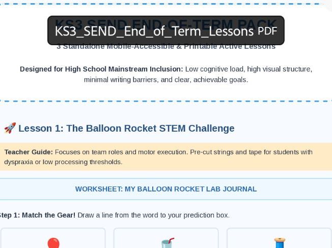 KS2/KS3 Low Literacy SEND 3x End of year/term activities