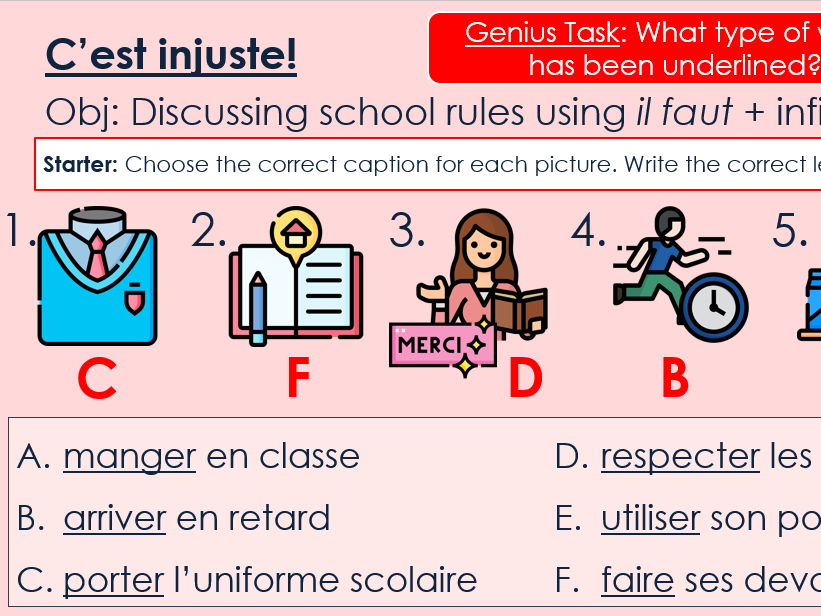 NEW 2026 GCSE French. Foundation/ Vert. Module 3: Unit 2. C'est injuste!
