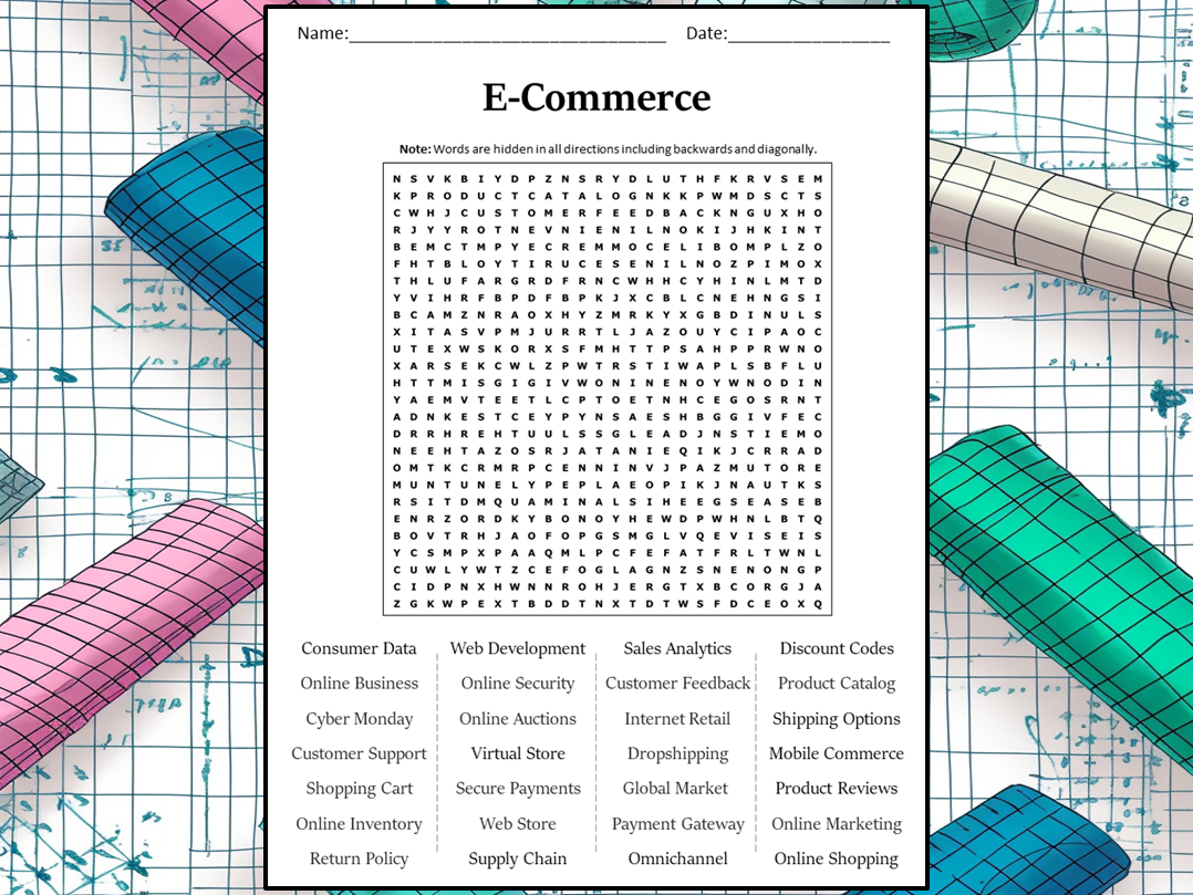 E Commerce Word Search Puzzle Worksheet Activity Teaching Resources