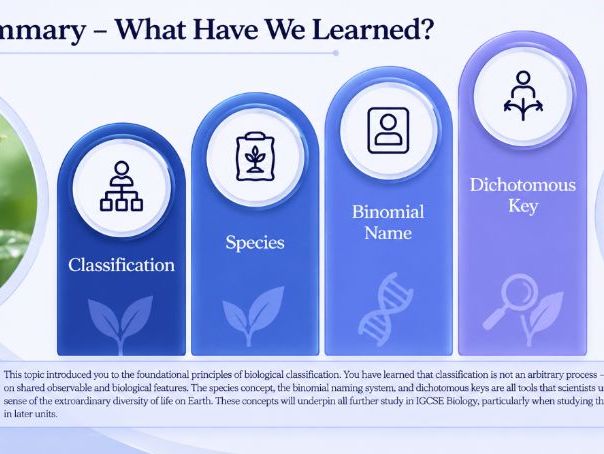 iGCSE Biology -1.2 Concept and uses of classification systems