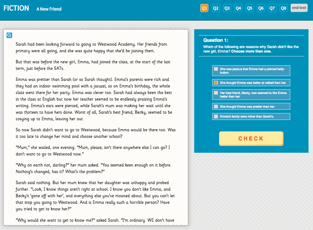 A New Friend - Interactive Exercise - Year 5 Reading Comprehension (Fiction)