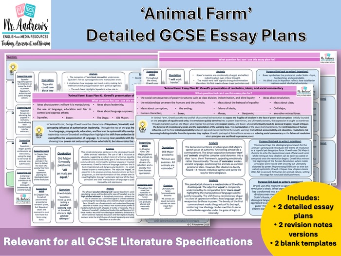 'Animal Farm' GCSE Essay Plans
