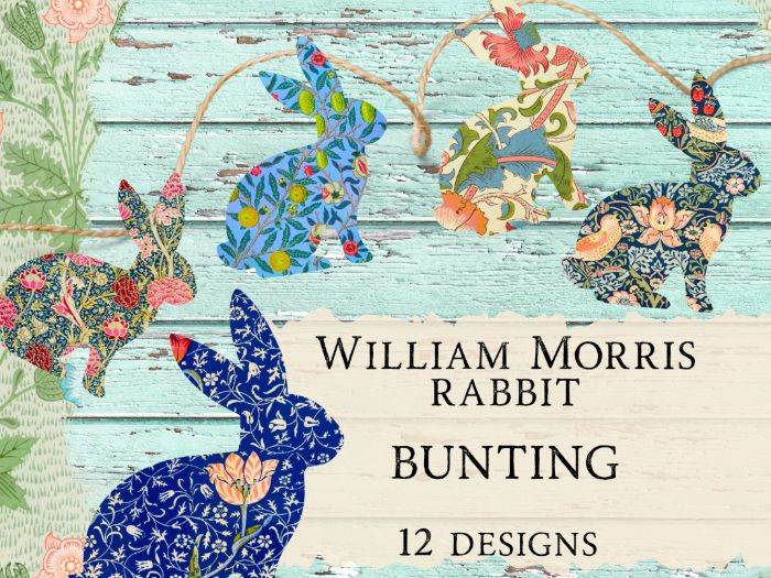 Spring rabbit bunting room decoration