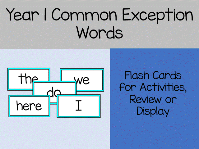 Year 1 Common Exception Word Flash Cards | KS1 Phonics, Reading & Literacy Display