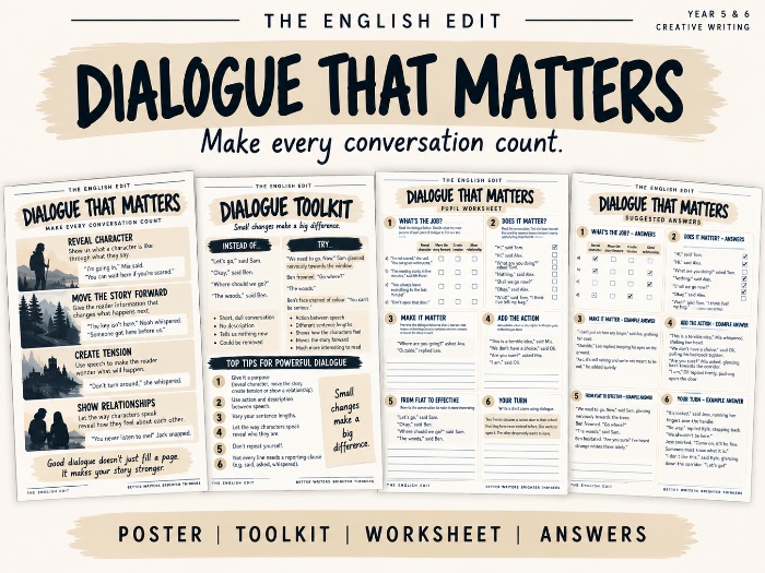 Dialogue Writing | Year 5 & 6 Creative Writing Worksheet, Toolkit & Poster