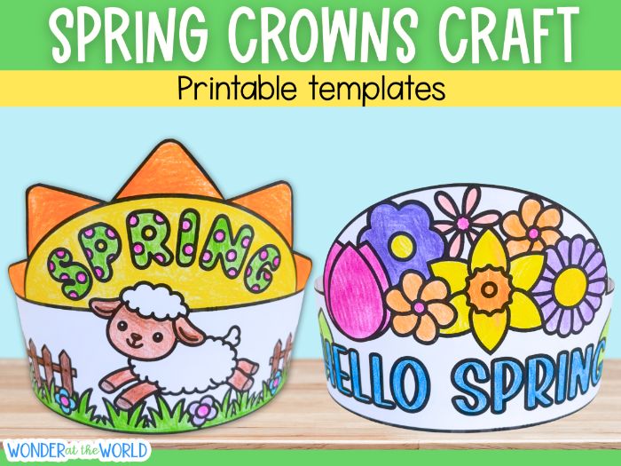 Spring crowns colouring craft activity KS1