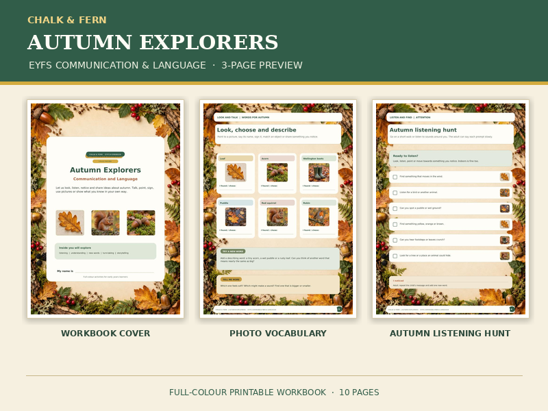 Autumn Explorers: EYFS Communication & Language Workbook