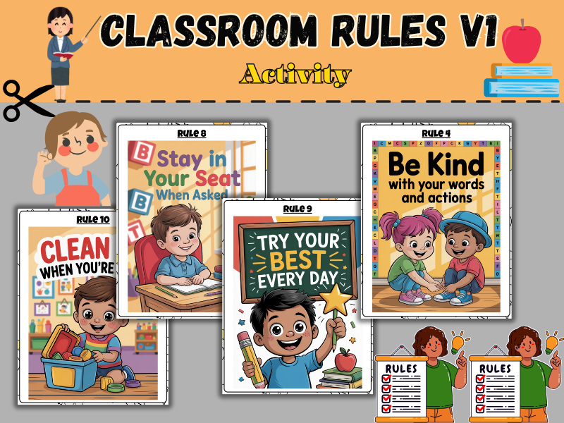 Classroom Rules V1 | Classroom Decor | Back to School Printables | Rules Posters | Management