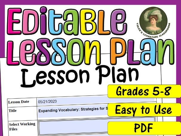 Vocabulary Strategies : Editable Lesson Plan for Middle School