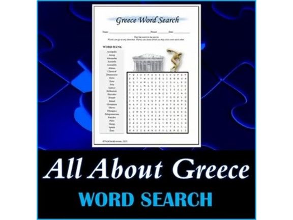 All About Greece Word Search Puzzle