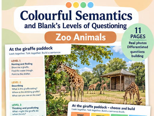 Zoo Animals | Colourful Semantics & Blank's Levels | Speech and Language | Ready to Print