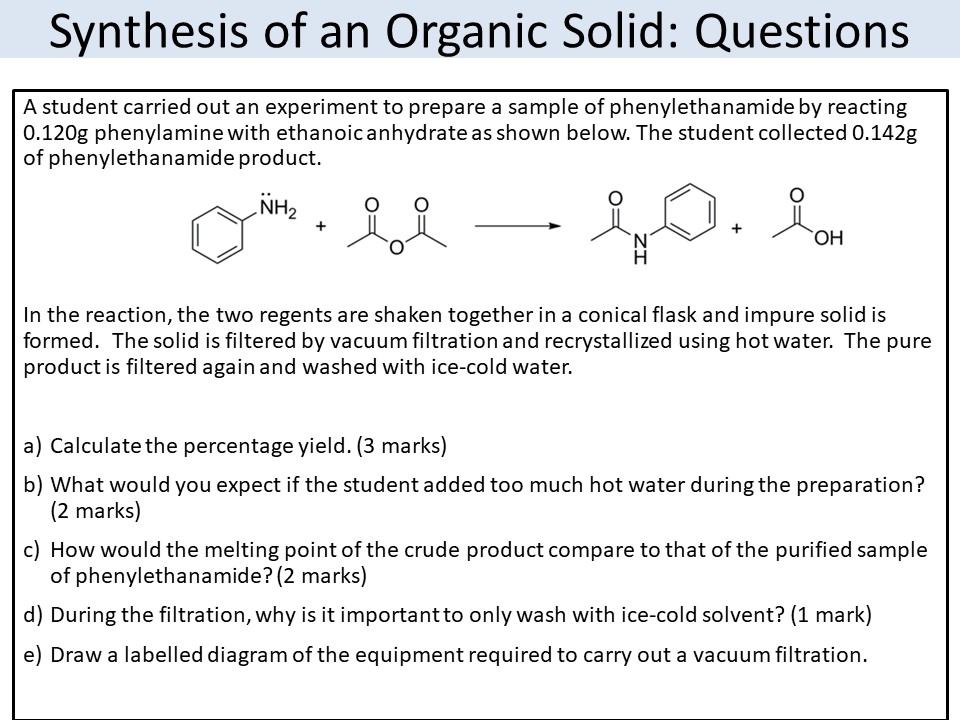 Synthesis Of An Organic Solid Theory PAG Review Teaching Resources