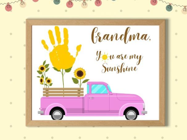Grandparents Day Grandma Sunflower Handprint Craft | Printable Keepsake