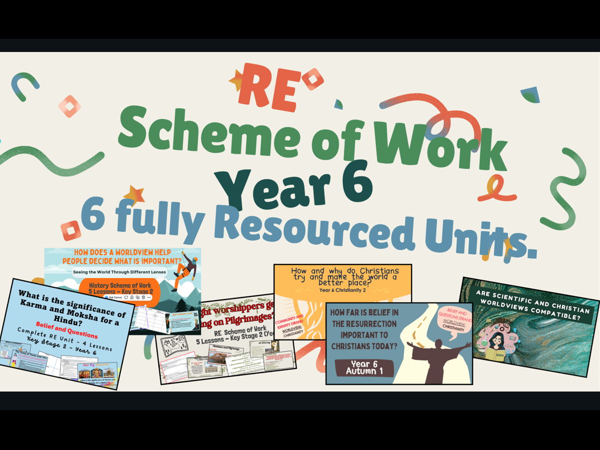 Complete Religious Education  Scheme of Work for Year 6. Fully resourced