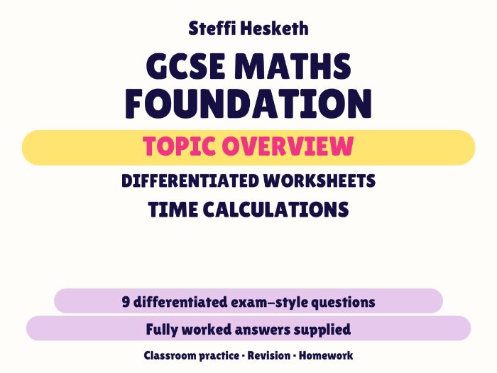 GCSE Foundation Time Calculations | Topic Overview Differentiated Worksheet